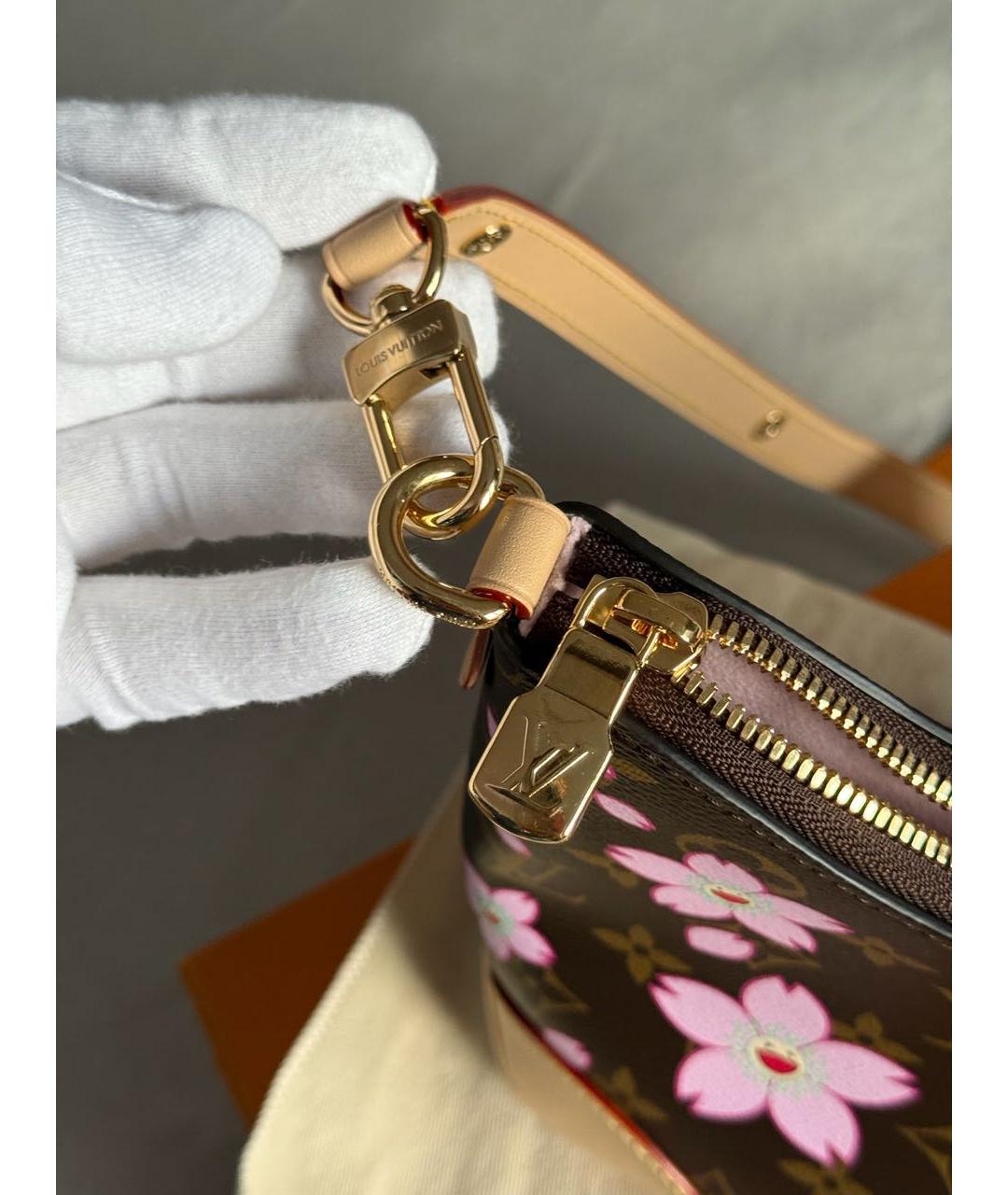 LOUIS VUITTON Коричневая кожаная сумка с короткими ручками, фото 5