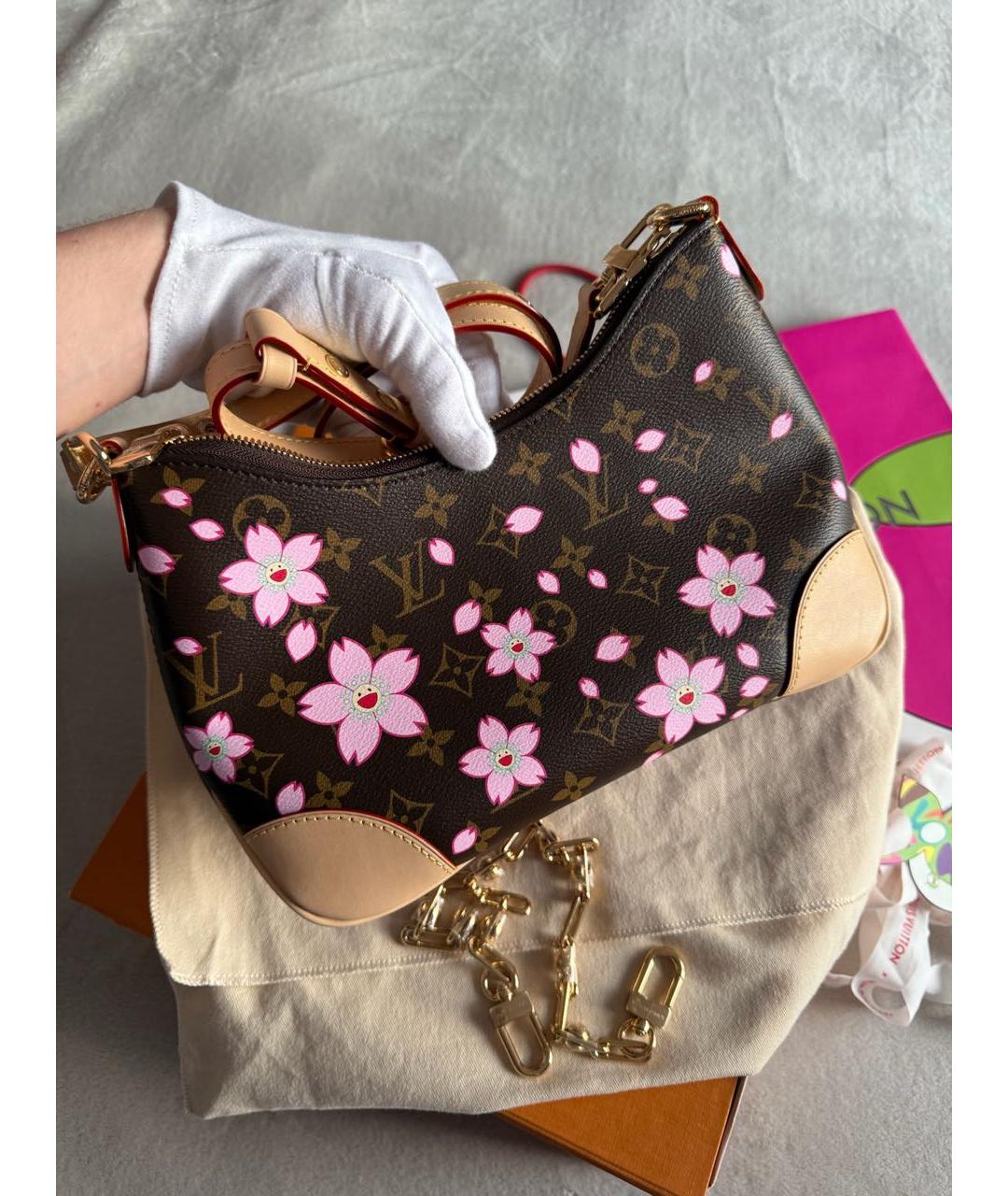 LOUIS VUITTON Коричневая кожаная сумка с короткими ручками, фото 2