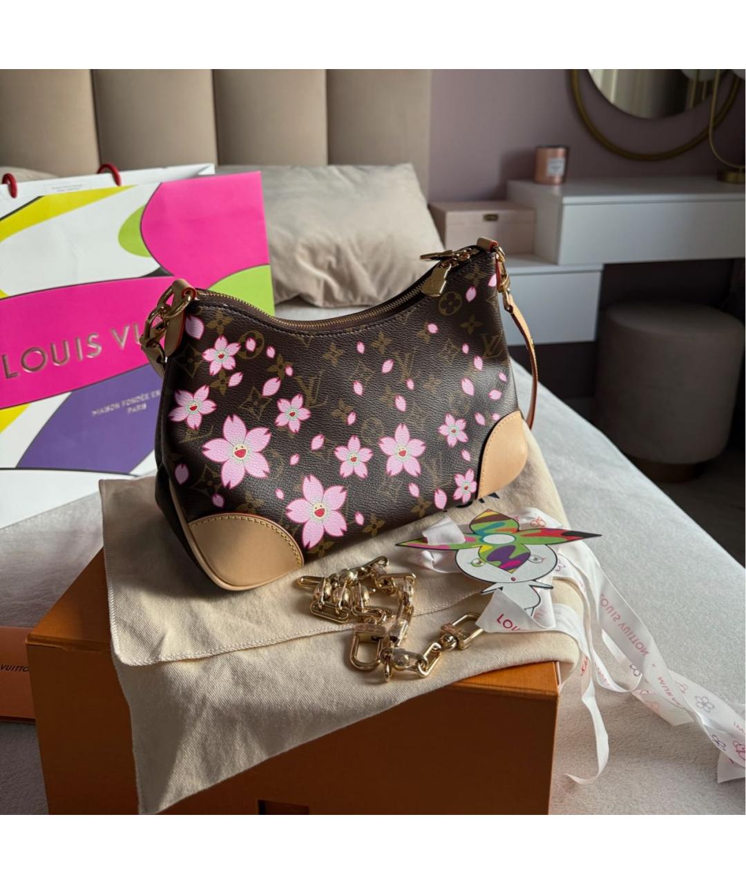 LOUIS VUITTON Коричневая кожаная сумка с короткими ручками, фото 8