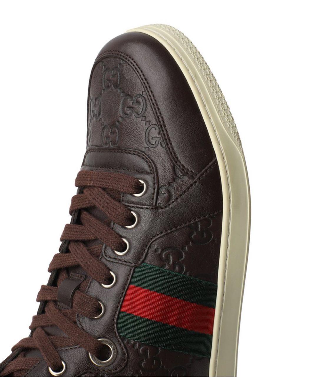 GUCCI Коричневые кожаные кеды, фото 5