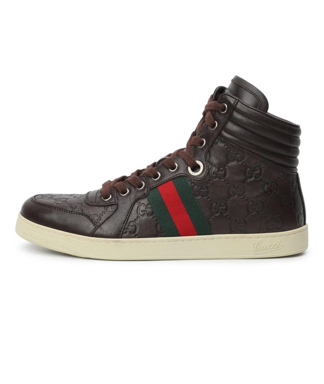 GUCCI Коричневые кожаные кеды, фото 8
