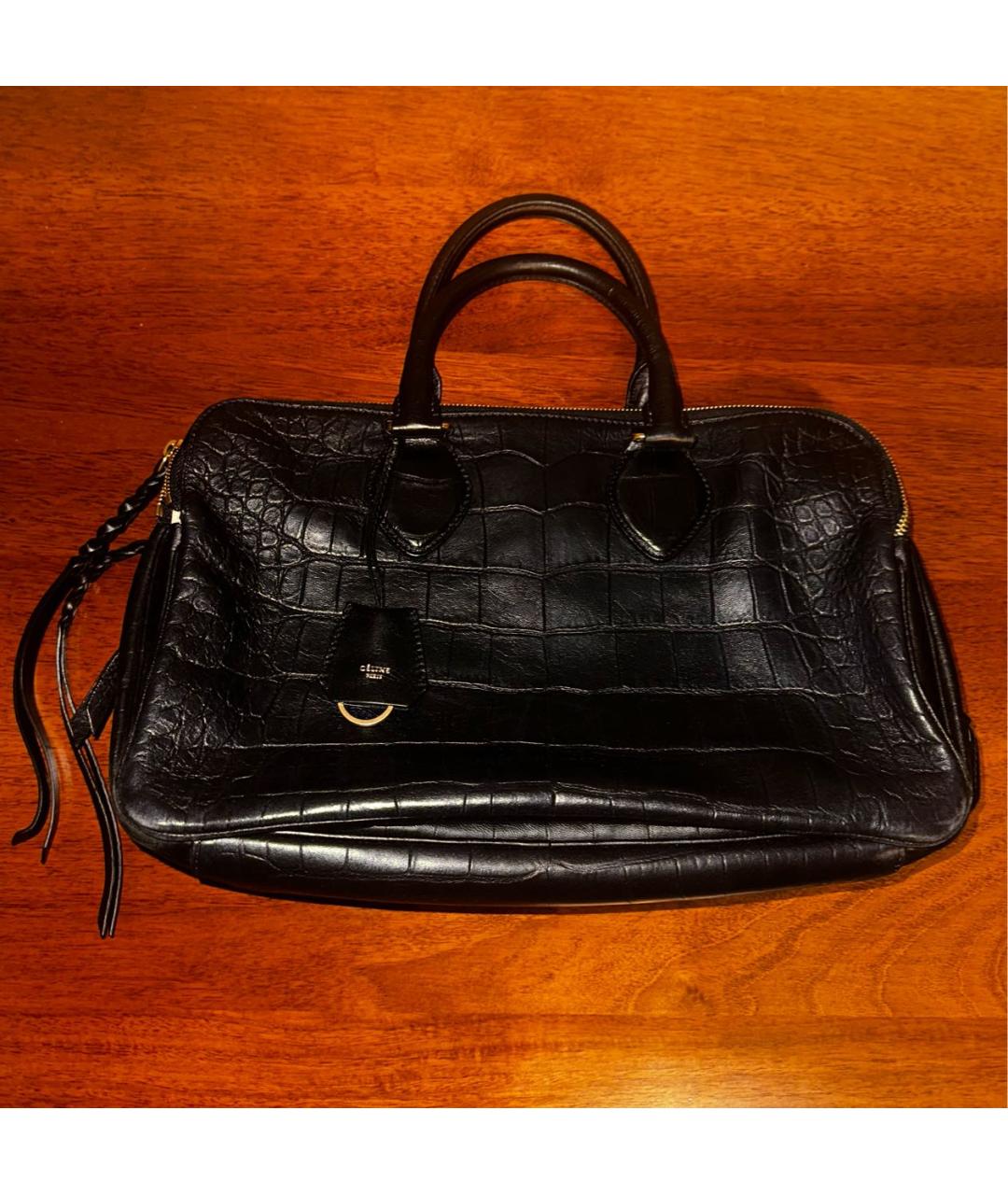 CELINE Черная сумка через плечо из экзотической кожи, фото 3