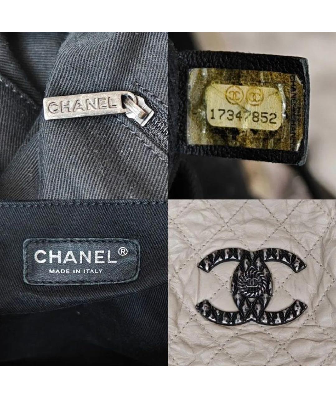 CHANEL Бежевая кожаная сумка с короткими ручками, фото 6