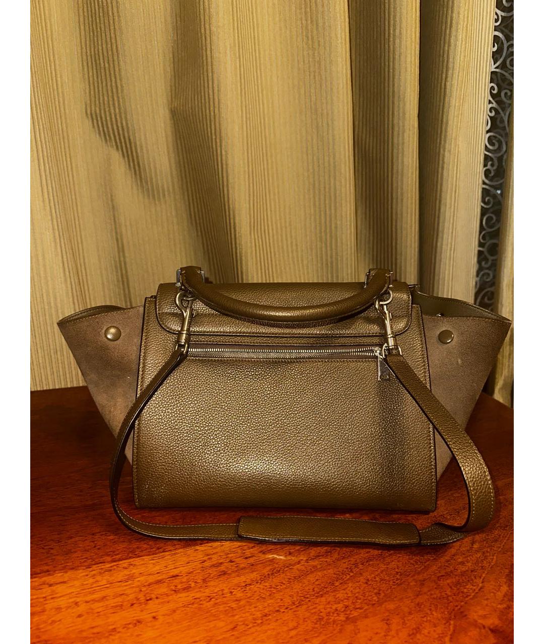 CELINE Коричневая кожаная сумка с короткими ручками, фото 3