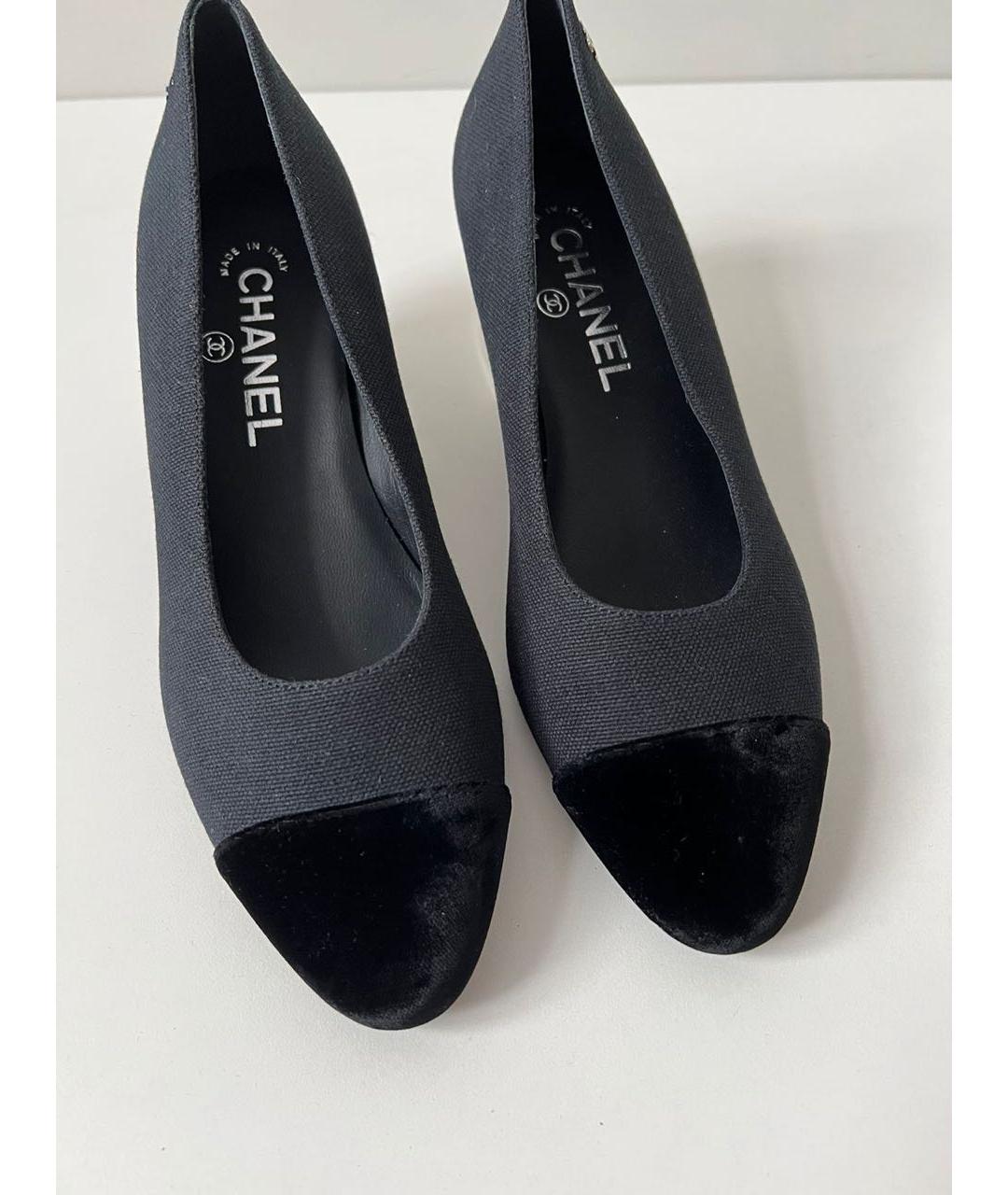 CHANEL Черные лодочки на низком каблуке, фото 3
