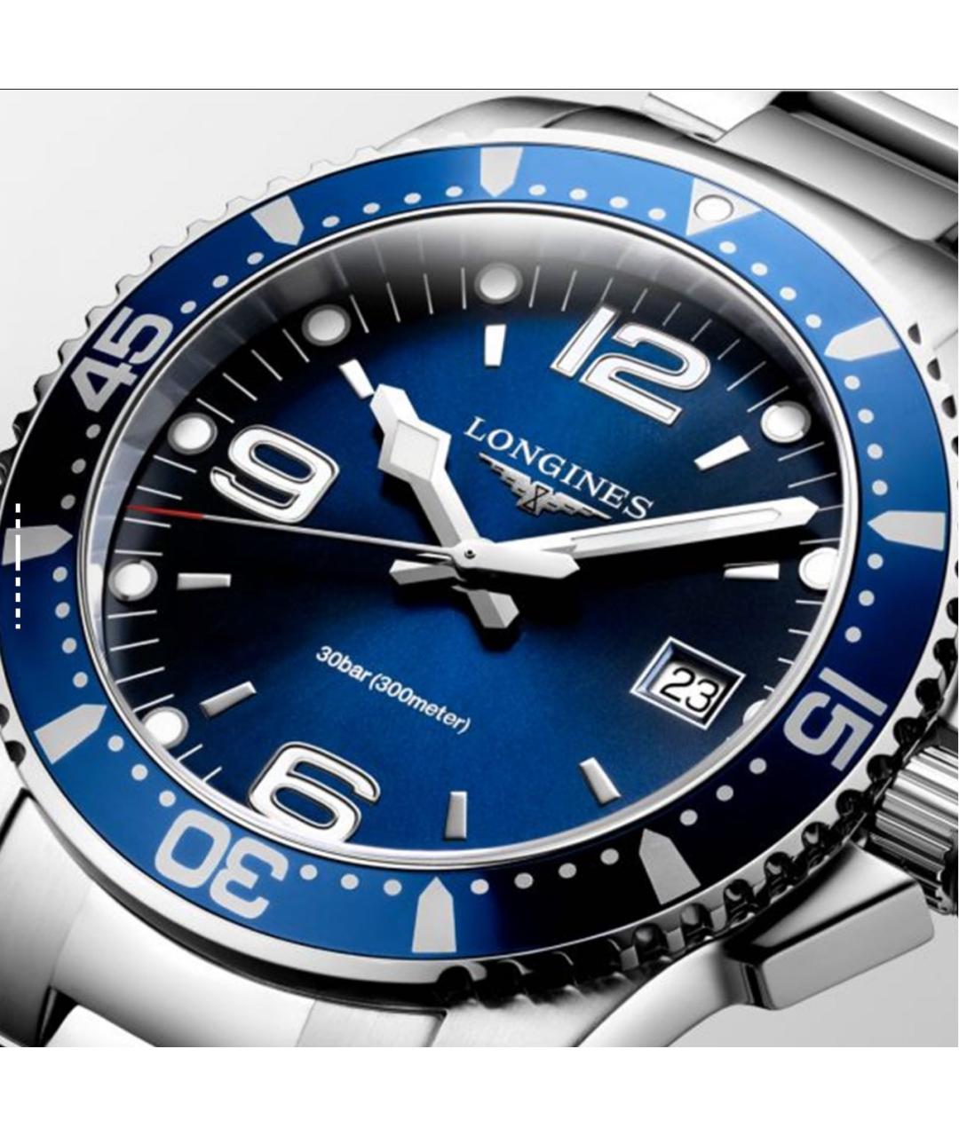 LONGINES Синие стальные часы, фото 5