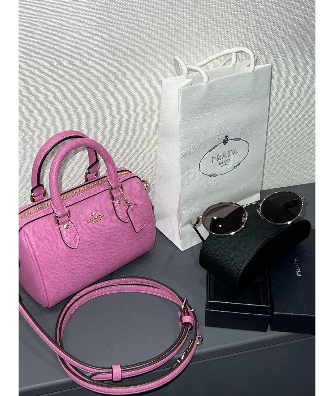 PRADA Розовые металлические солнцезащитные очки, фото 3