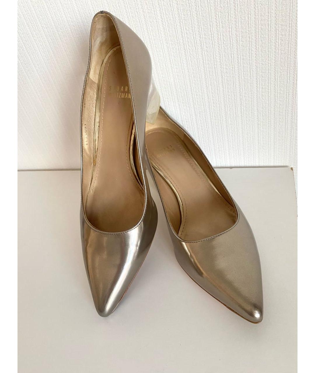STUART WEITZMAN Золотые кожаные туфли, фото 6