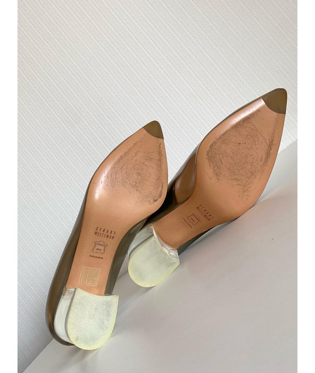 STUART WEITZMAN Золотые кожаные туфли, фото 8
