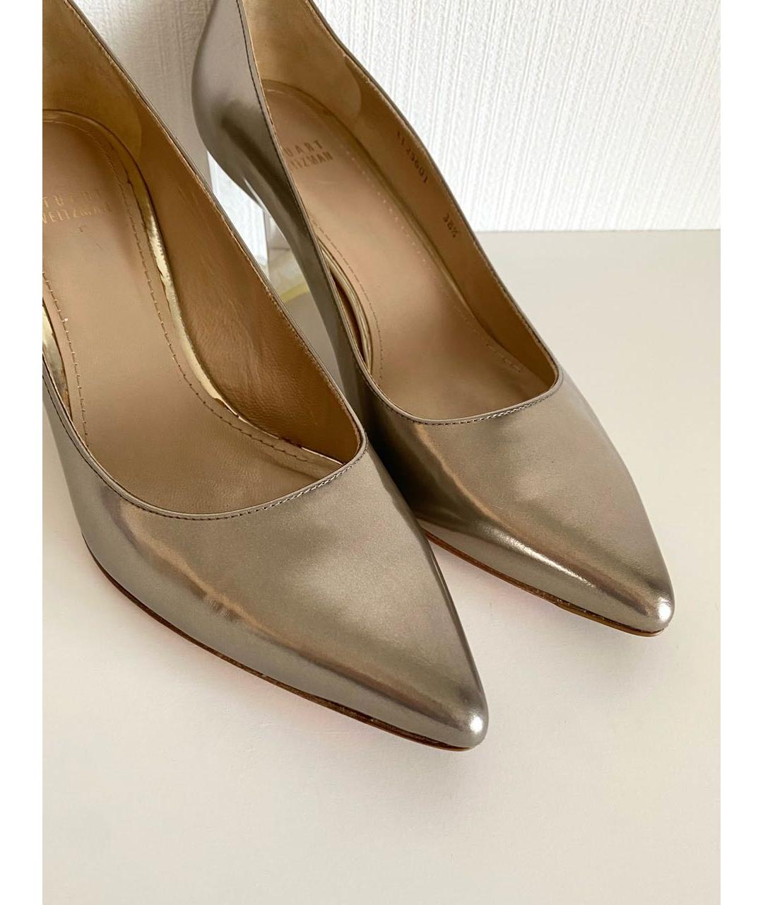STUART WEITZMAN Золотые кожаные туфли, фото 5