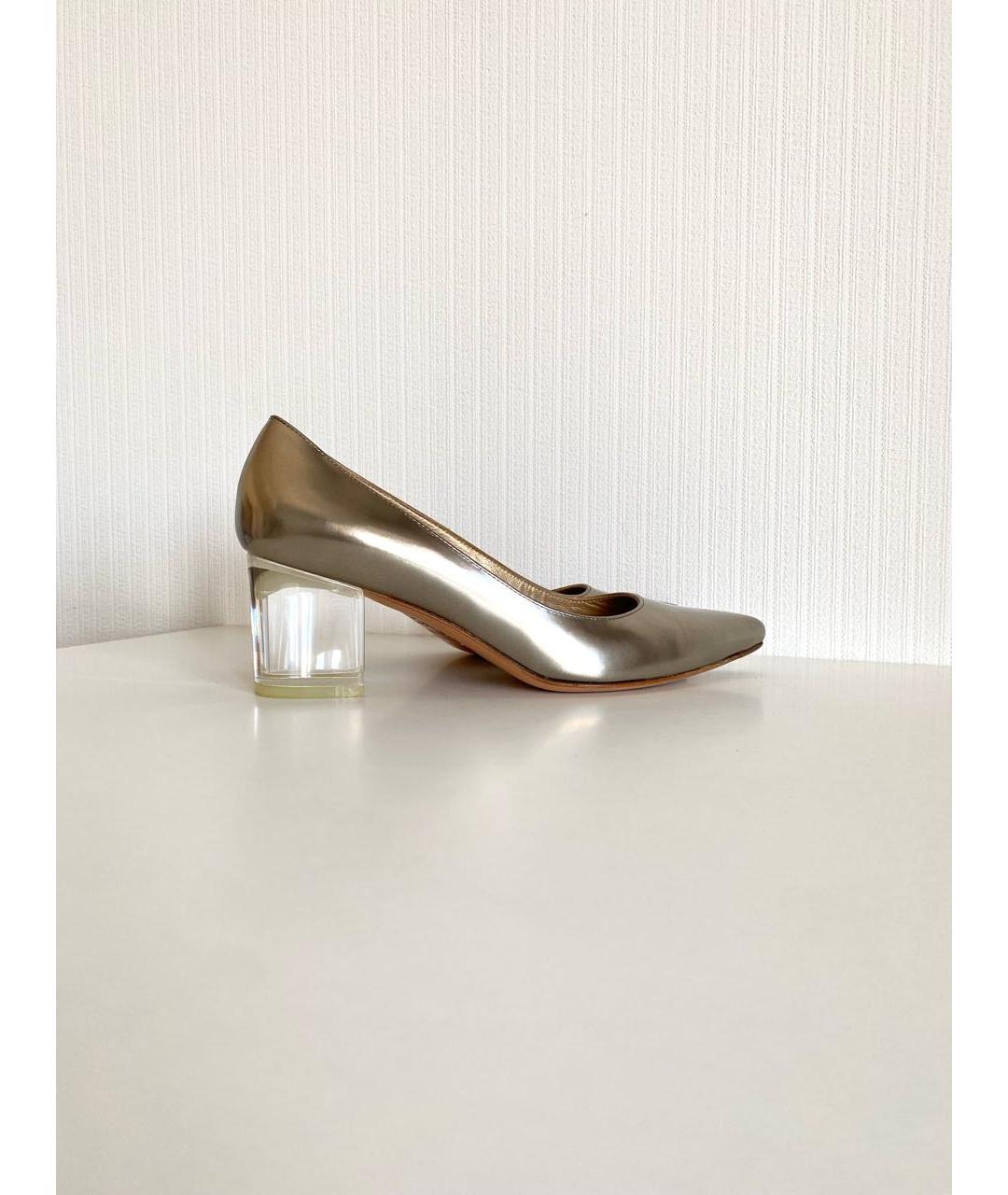 STUART WEITZMAN Золотые кожаные туфли, фото 9