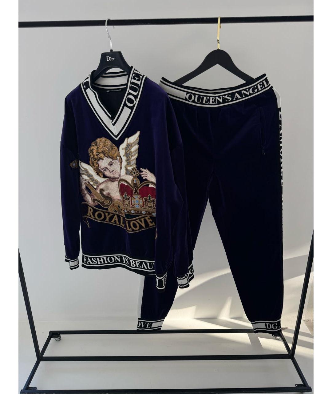 DOLCE&GABBANA Темно-синий хлопковый костюм с брюками, фото 3