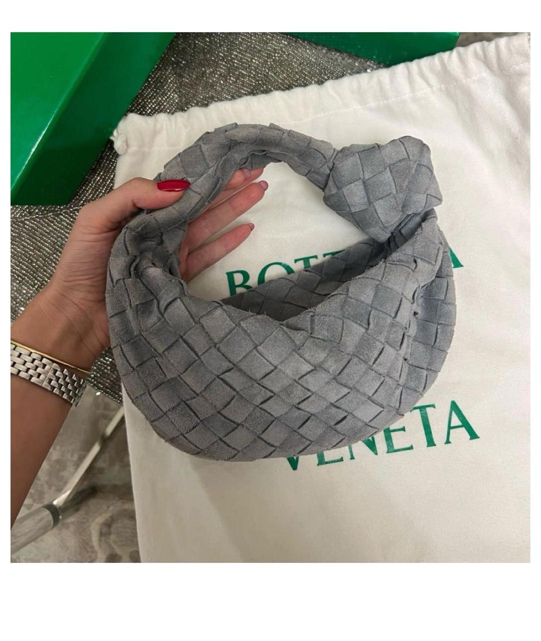 BOTTEGA VENETA Серая замшевая сумка с короткими ручками, фото 2