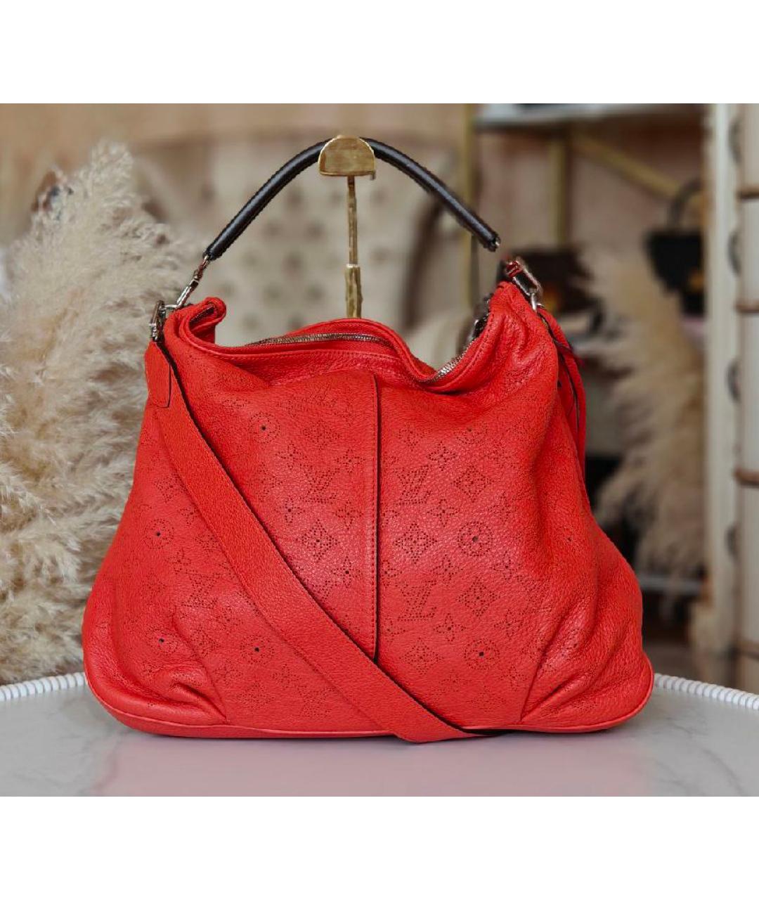 LOUIS VUITTON Красная кожаная сумка с короткими ручками, фото 9