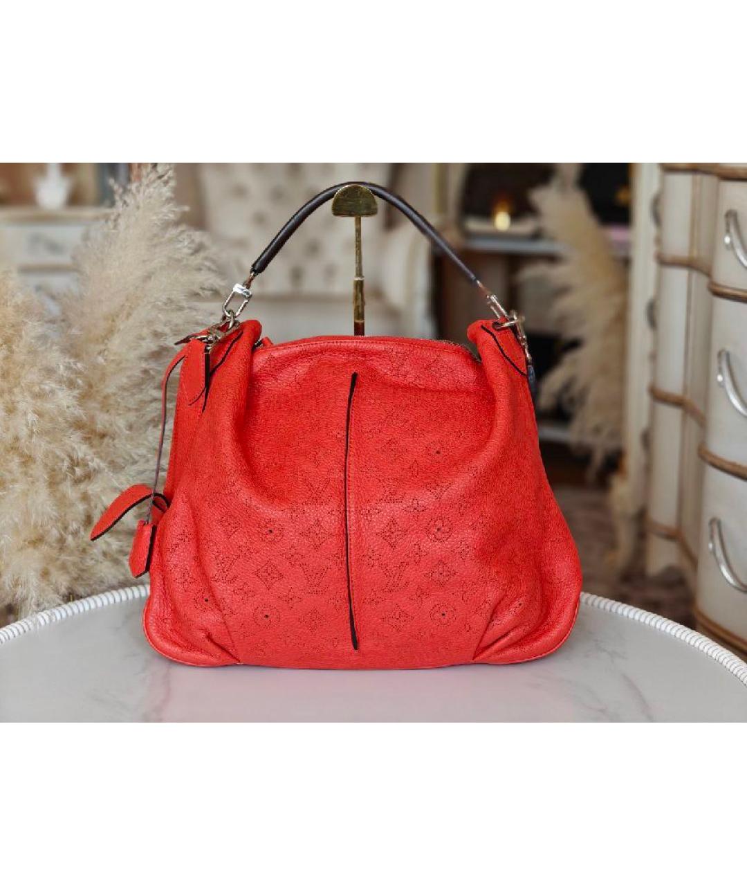 LOUIS VUITTON Красная кожаная сумка с короткими ручками, фото 3