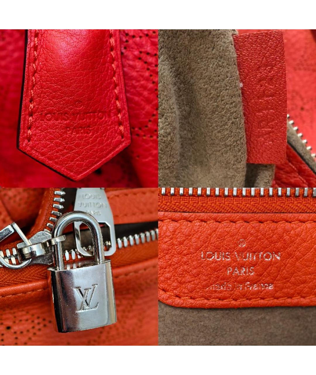 LOUIS VUITTON Красная кожаная сумка с короткими ручками, фото 5