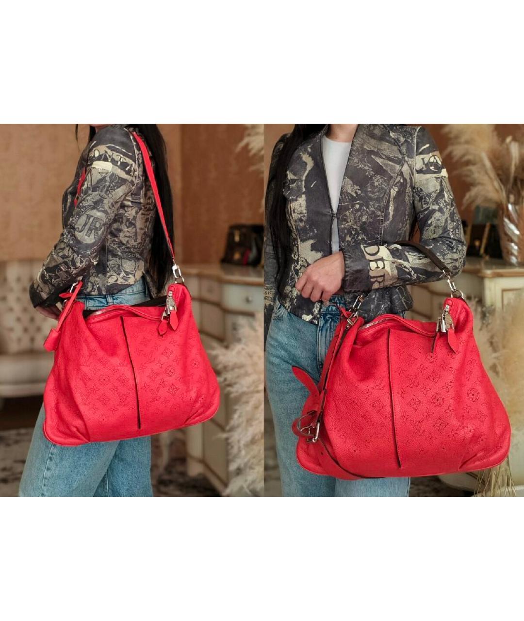 LOUIS VUITTON Красная кожаная сумка с короткими ручками, фото 4