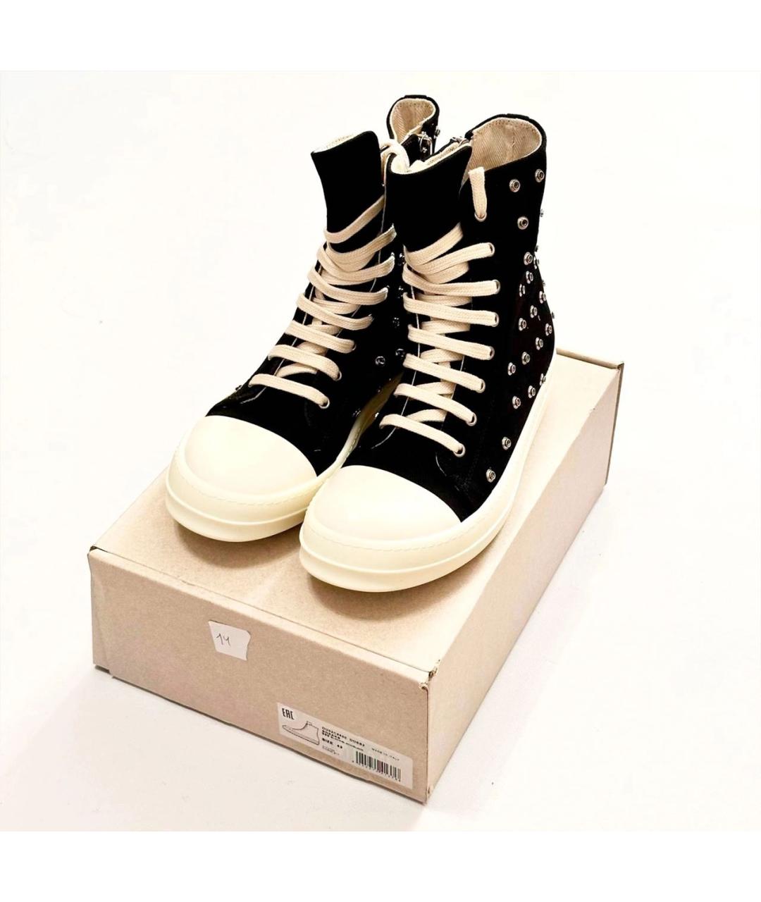 RICK OWENS DRKSHDW Черные текстильные кеды, фото 2