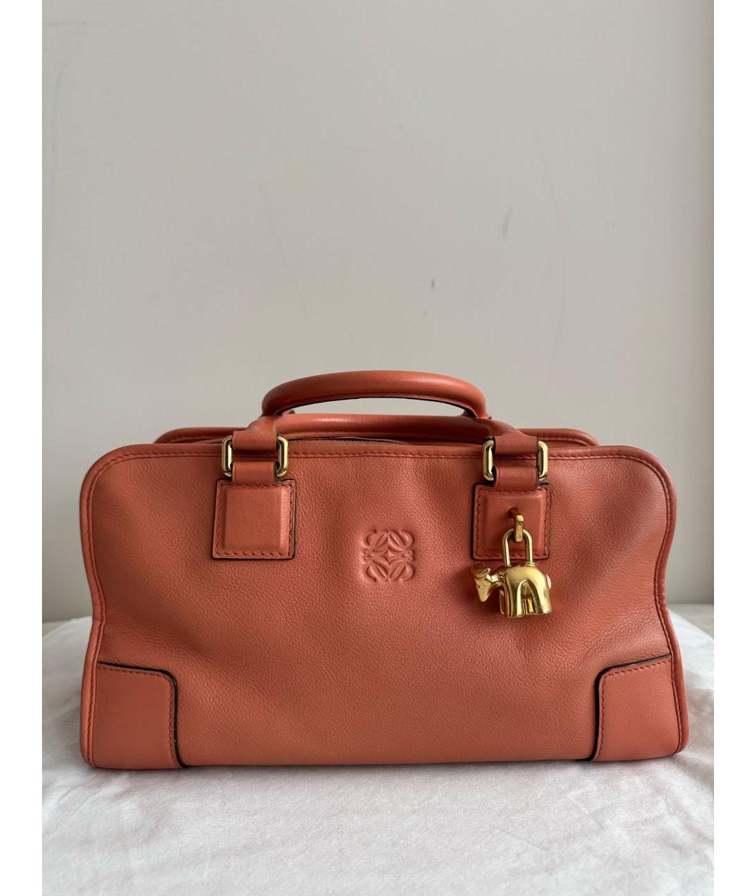 LOEWE Коралловая кожаная сумка с короткими ручками, фото 8