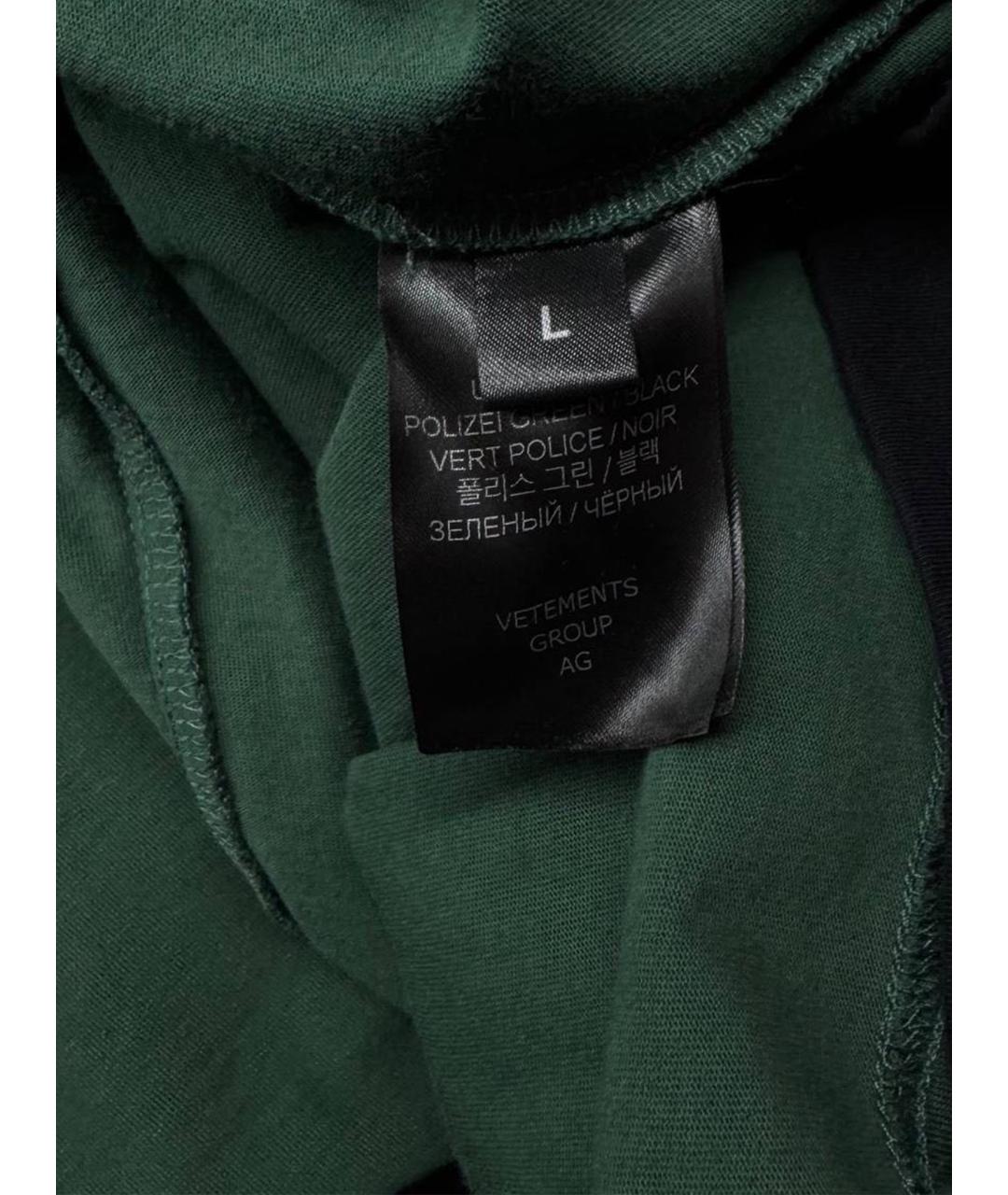 VETEMENTS Зеленая хлопковая футболка, фото 10