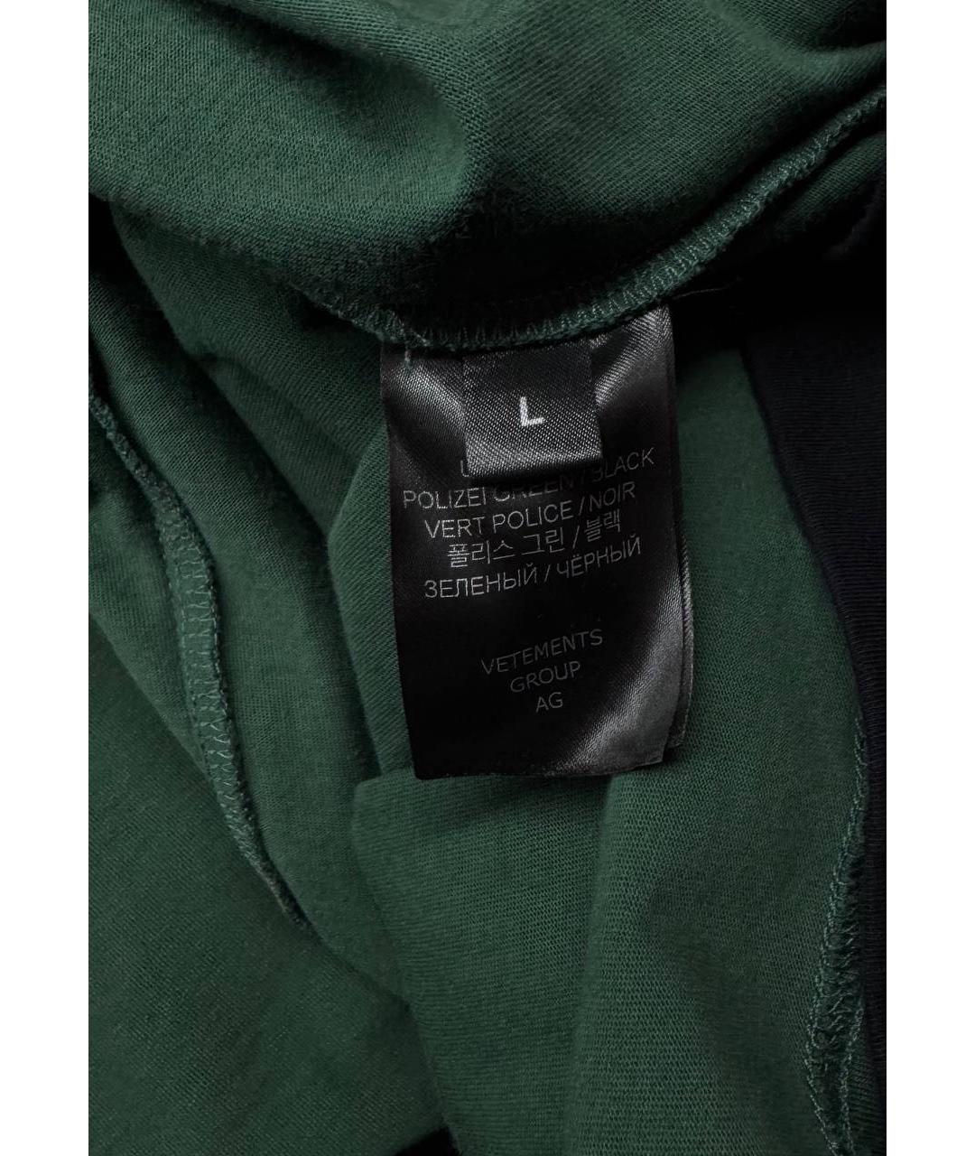 VETEMENTS Зеленая хлопковая футболка, фото 8