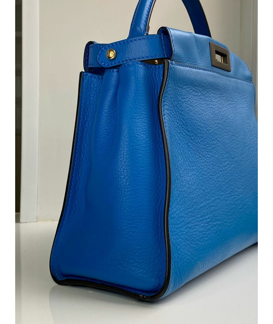FENDI Синяя кожаная сумка тоут, фото 6