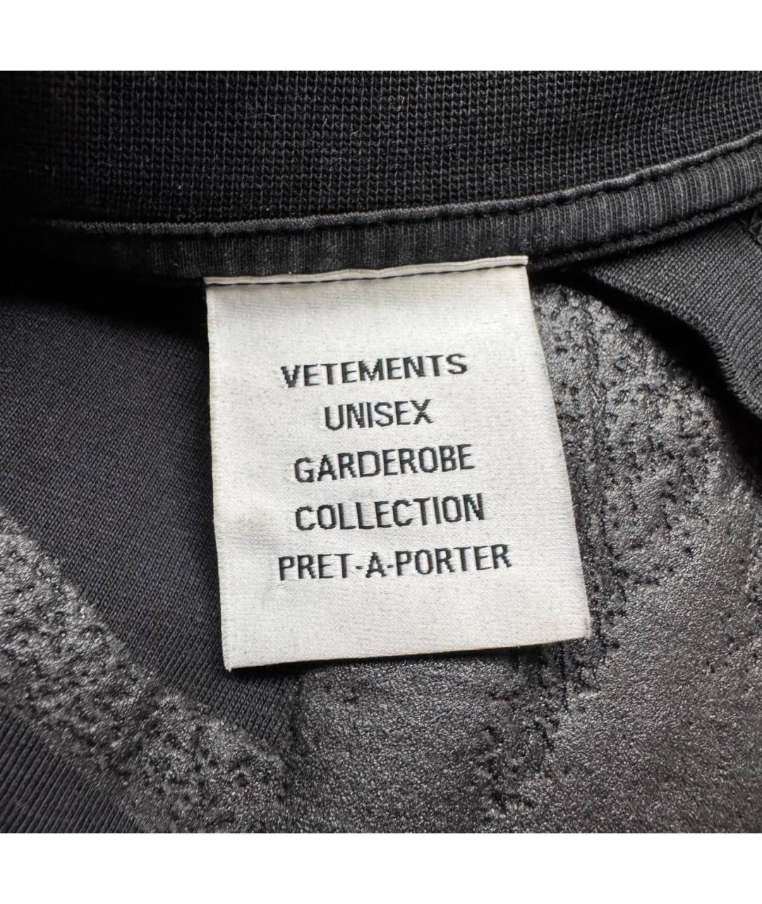 VETEMENTS Черная хлопковая футболка, фото 5