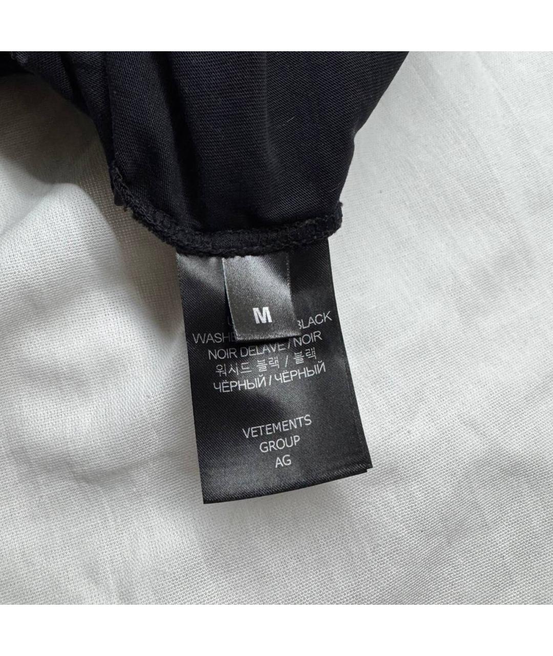 VETEMENTS Черная хлопковая футболка, фото 6
