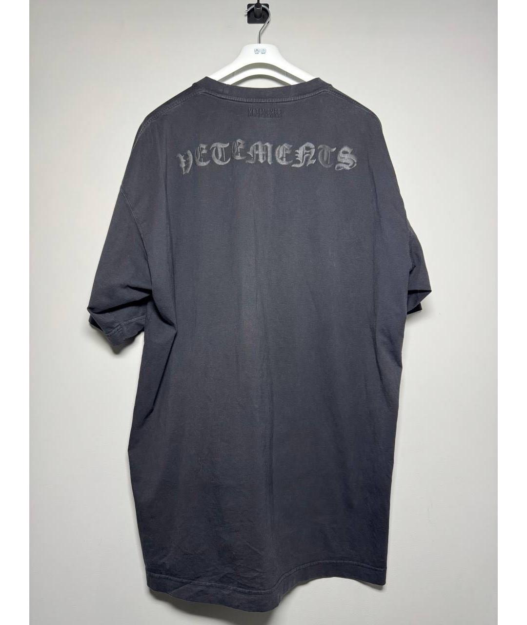 VETEMENTS Черная хлопковая футболка, фото 2