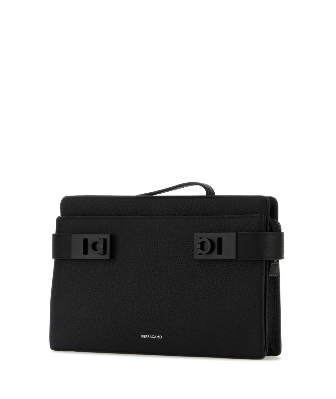 FERRAGAMO Черная кожаная барсетка, фото 2