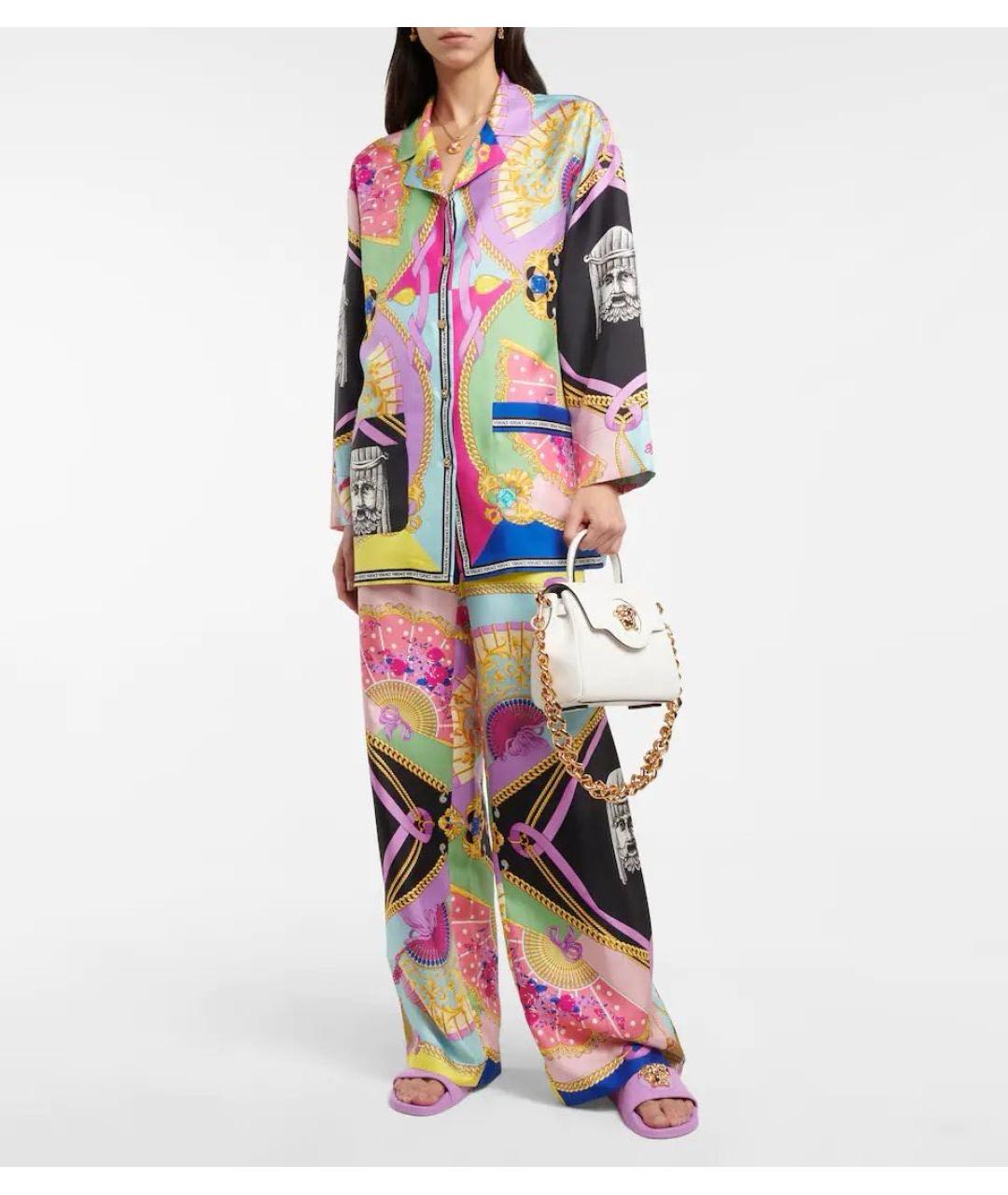VERSACE Мульти шелковый костюм с брюками, фото 7