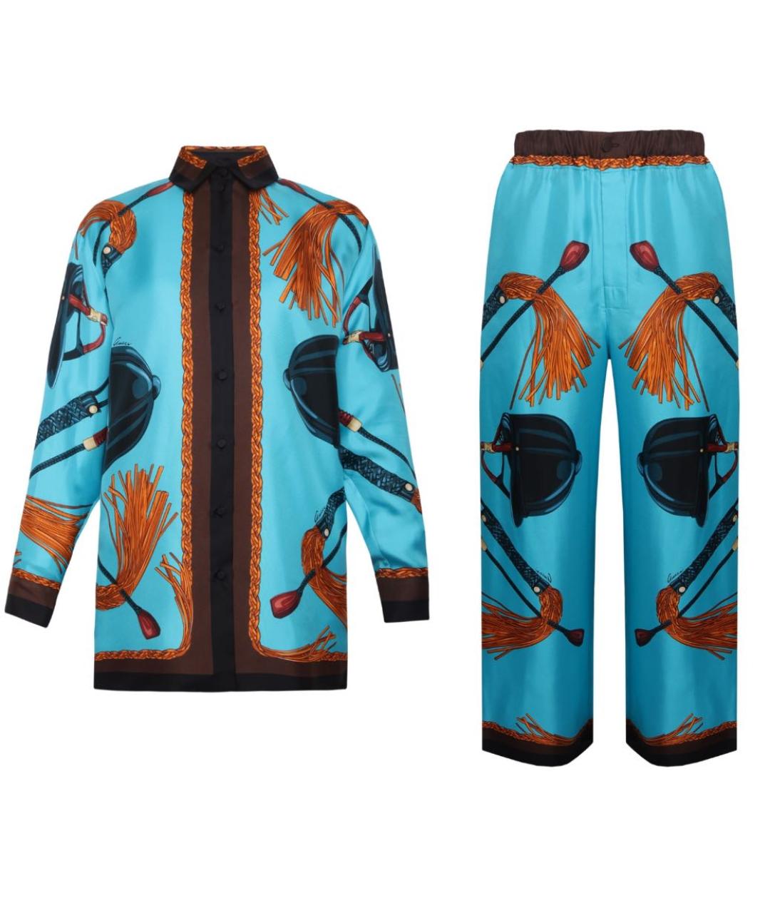GUCCI Мульти шелковый костюм с брюками, фото 5