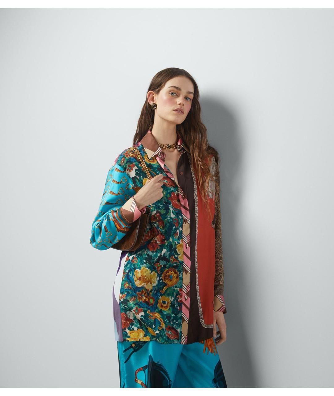 GUCCI Мульти шелковый костюм с брюками, фото 5