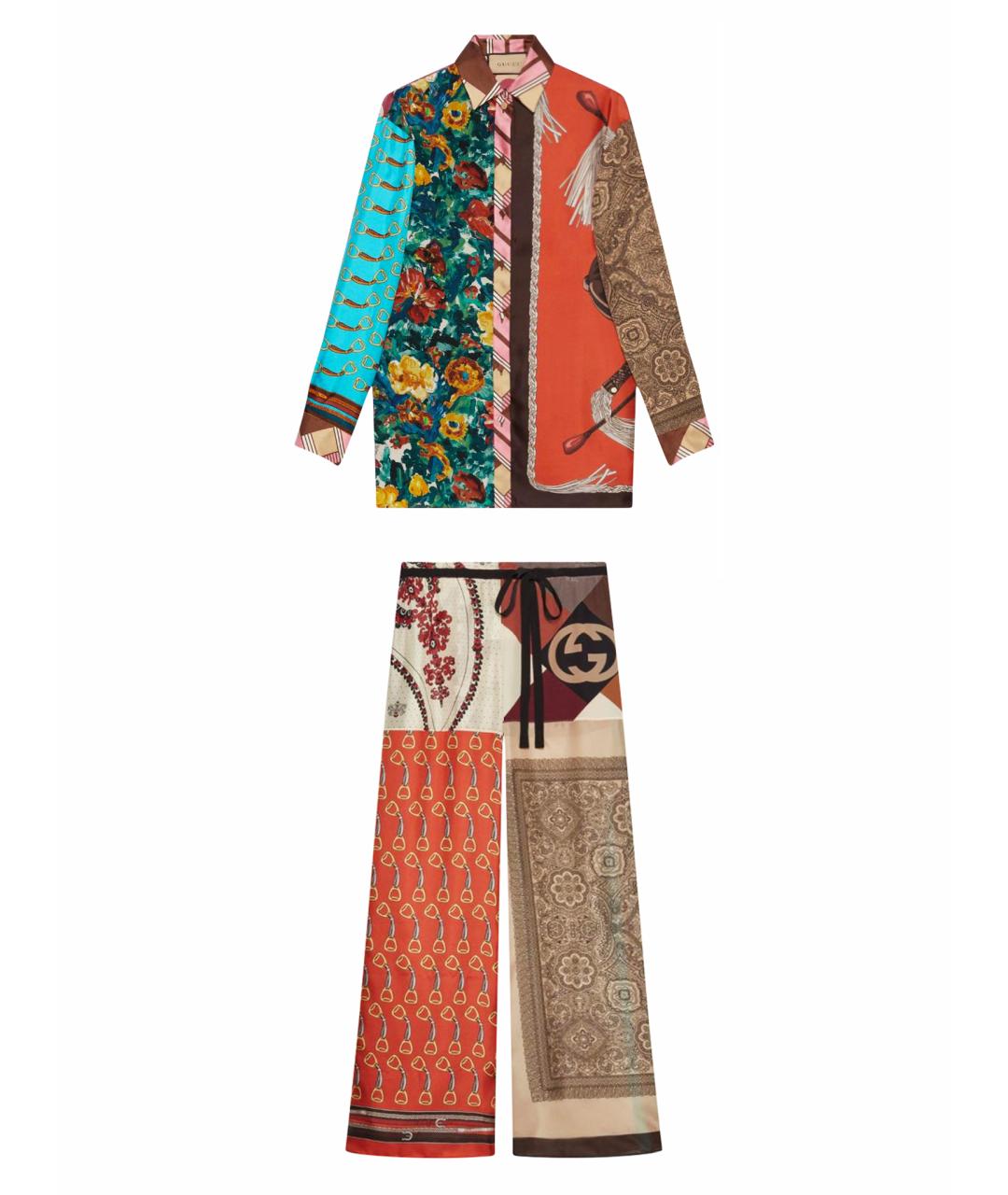 GUCCI Мульти шелковый костюм с брюками, фото 1