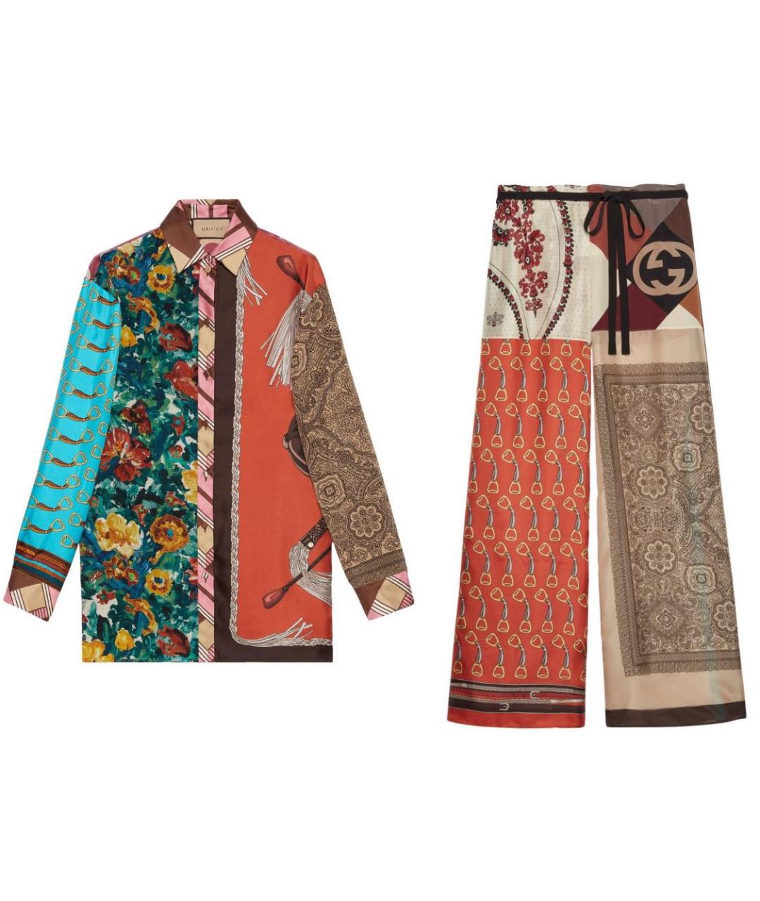 GUCCI Мульти шелковый костюм с брюками, фото 8
