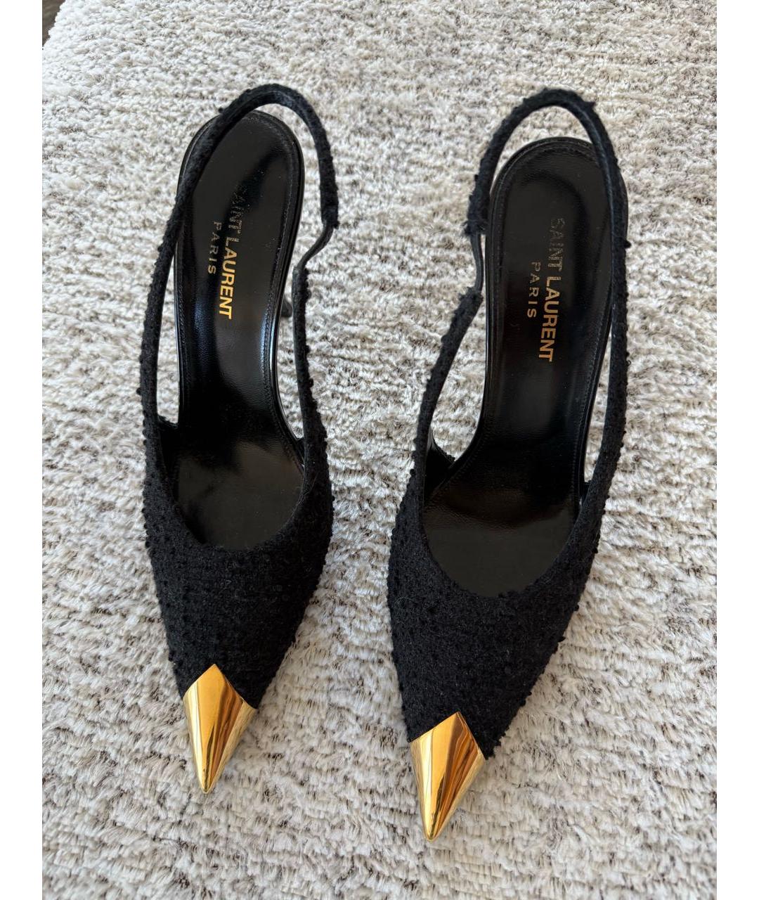 SAINT LAURENT Черные кожаные туфли, фото 3
