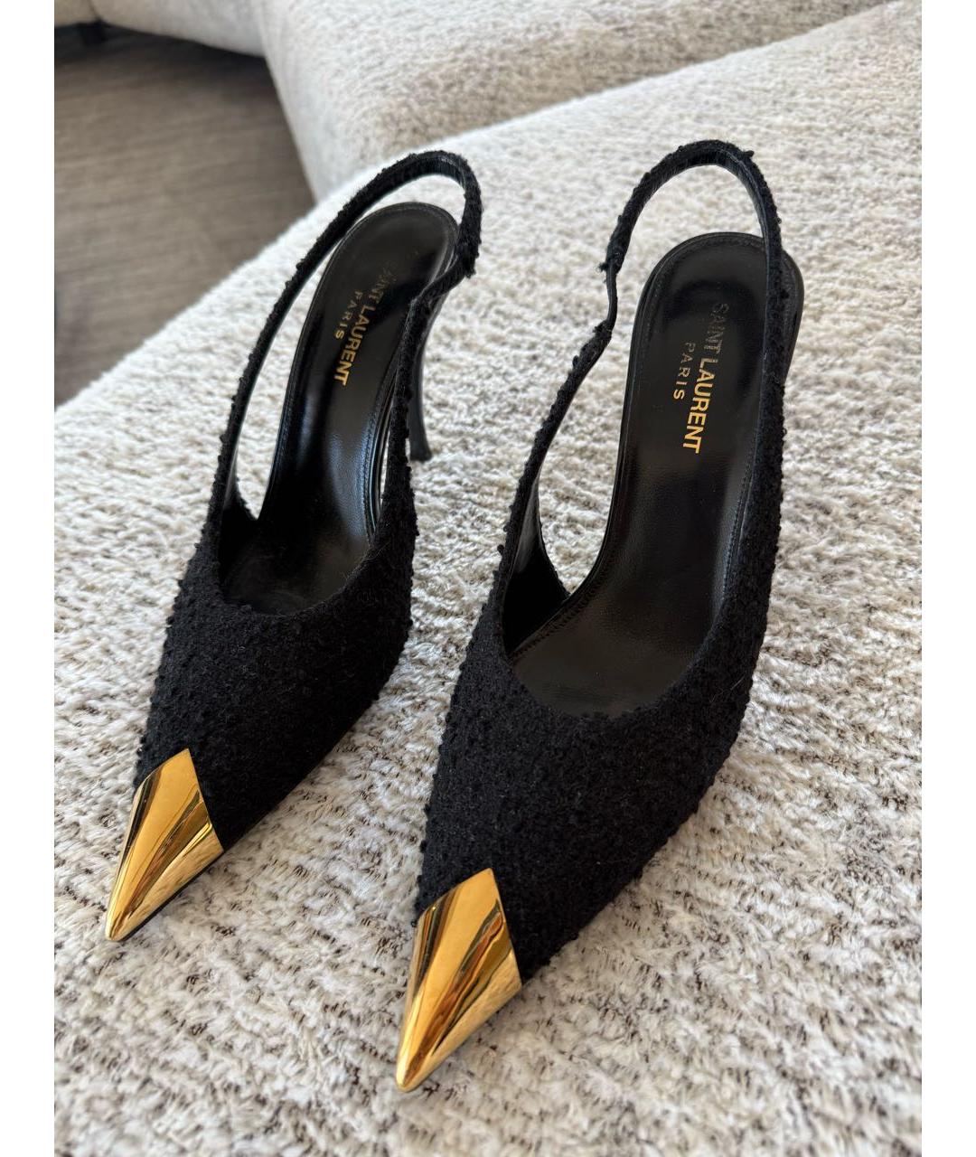 SAINT LAURENT Черные кожаные туфли, фото 2