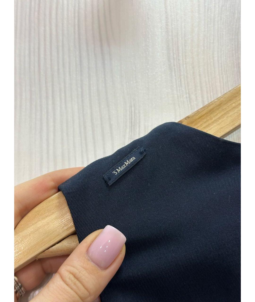 'S MAX MARA Темно-синее хлопковое повседневное платье, фото 4