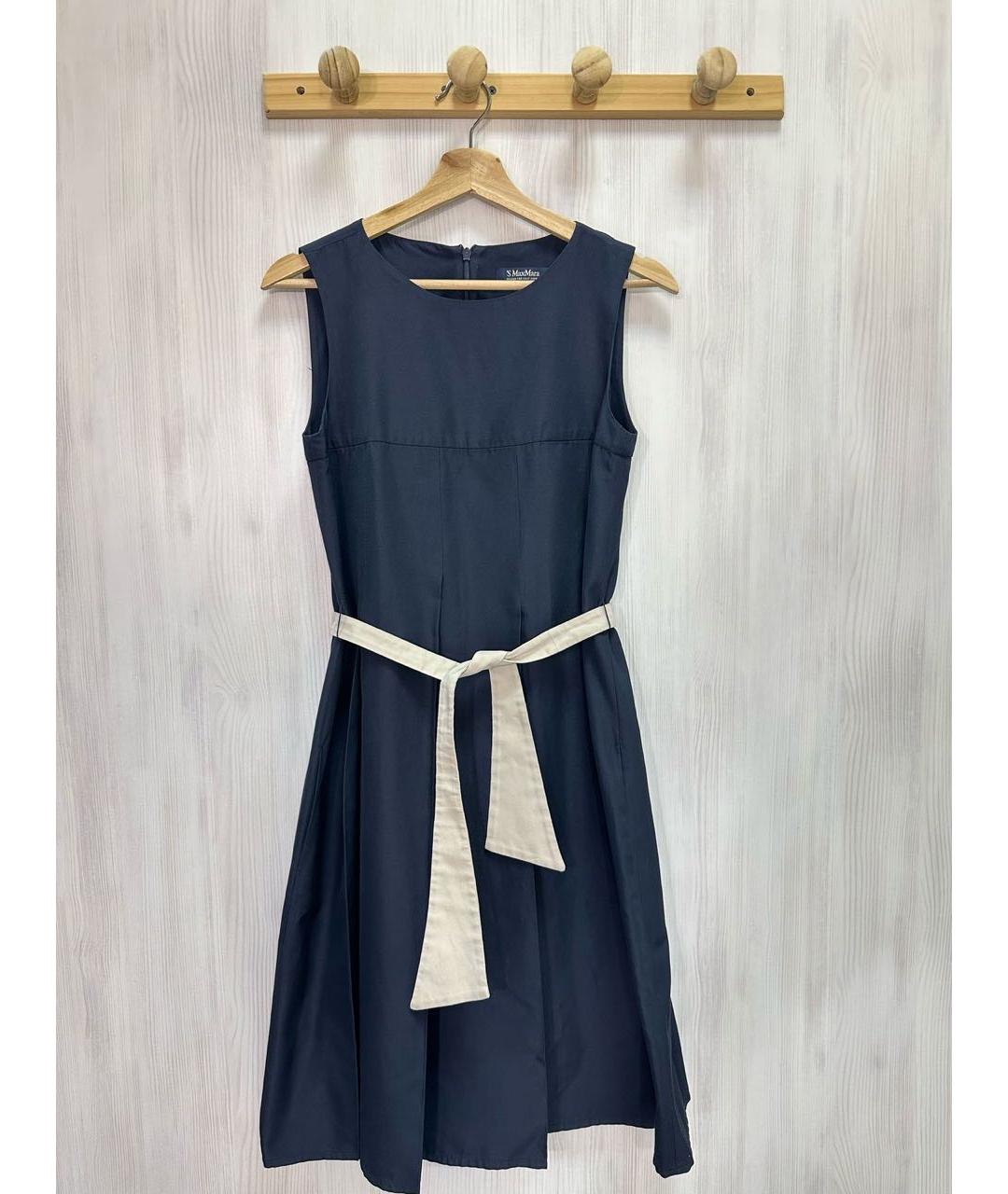 'S MAX MARA Темно-синее хлопковое повседневное платье, фото 5