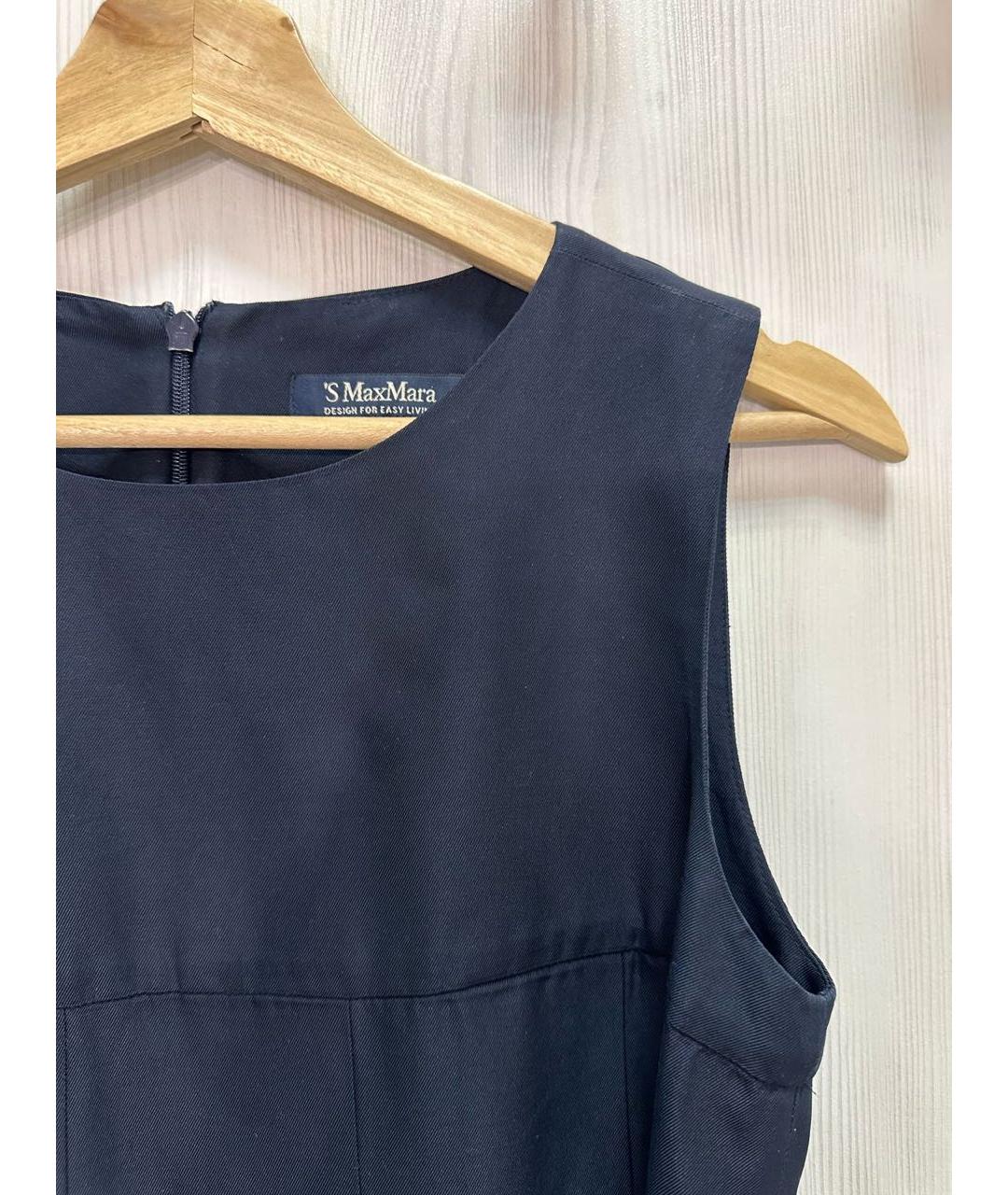 'S MAX MARA Темно-синее хлопковое повседневное платье, фото 2