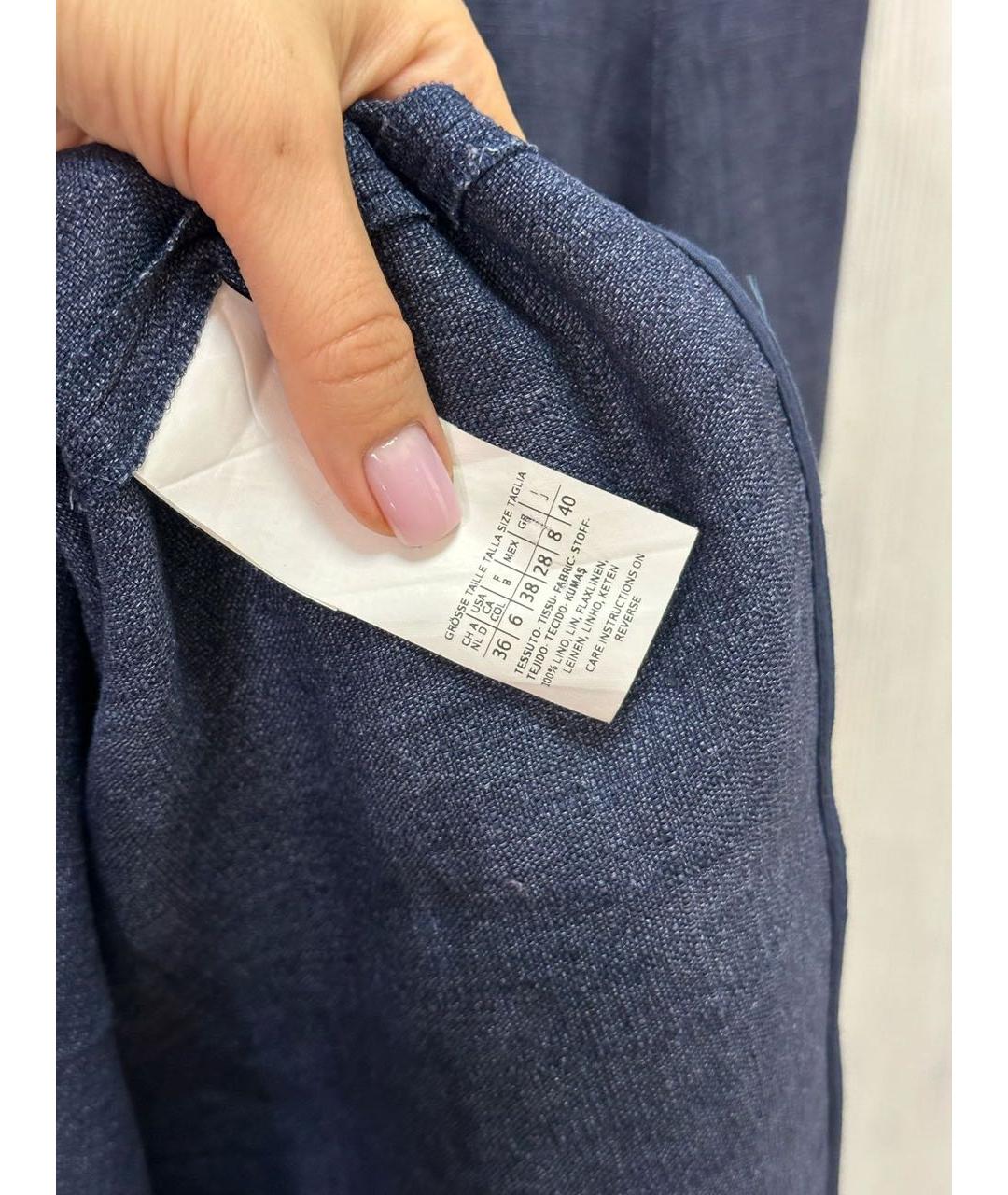 WEEKEND MAX MARA Синее льняное повседневное платье, фото 3