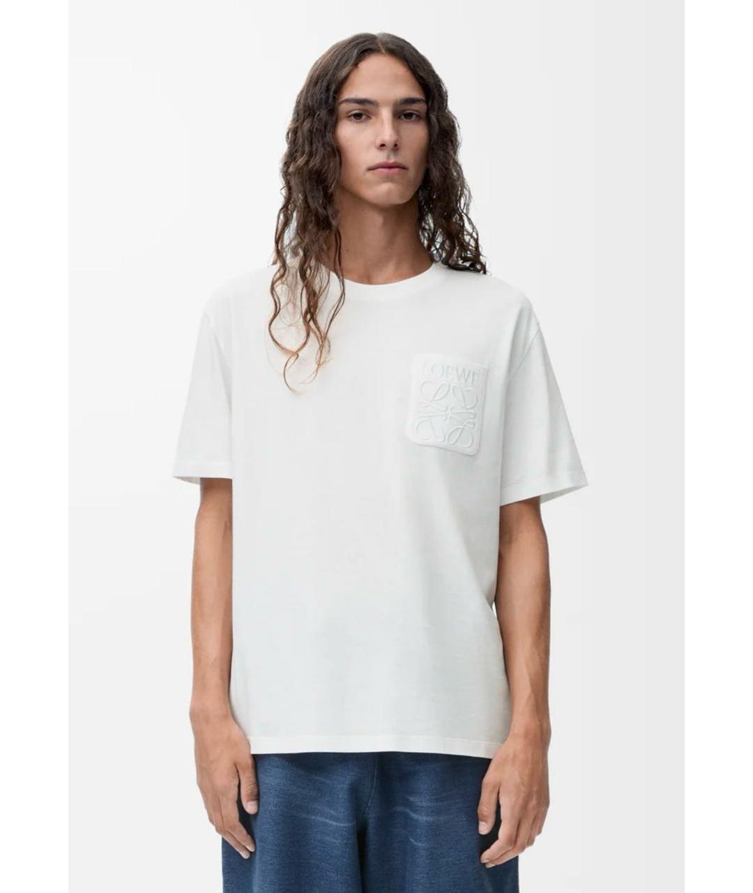LOEWE Белая хлопковая футболка, фото 2