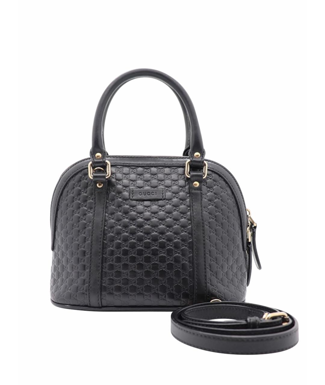 GUCCI Черная кожаная сумка с короткими ручками, фото 1