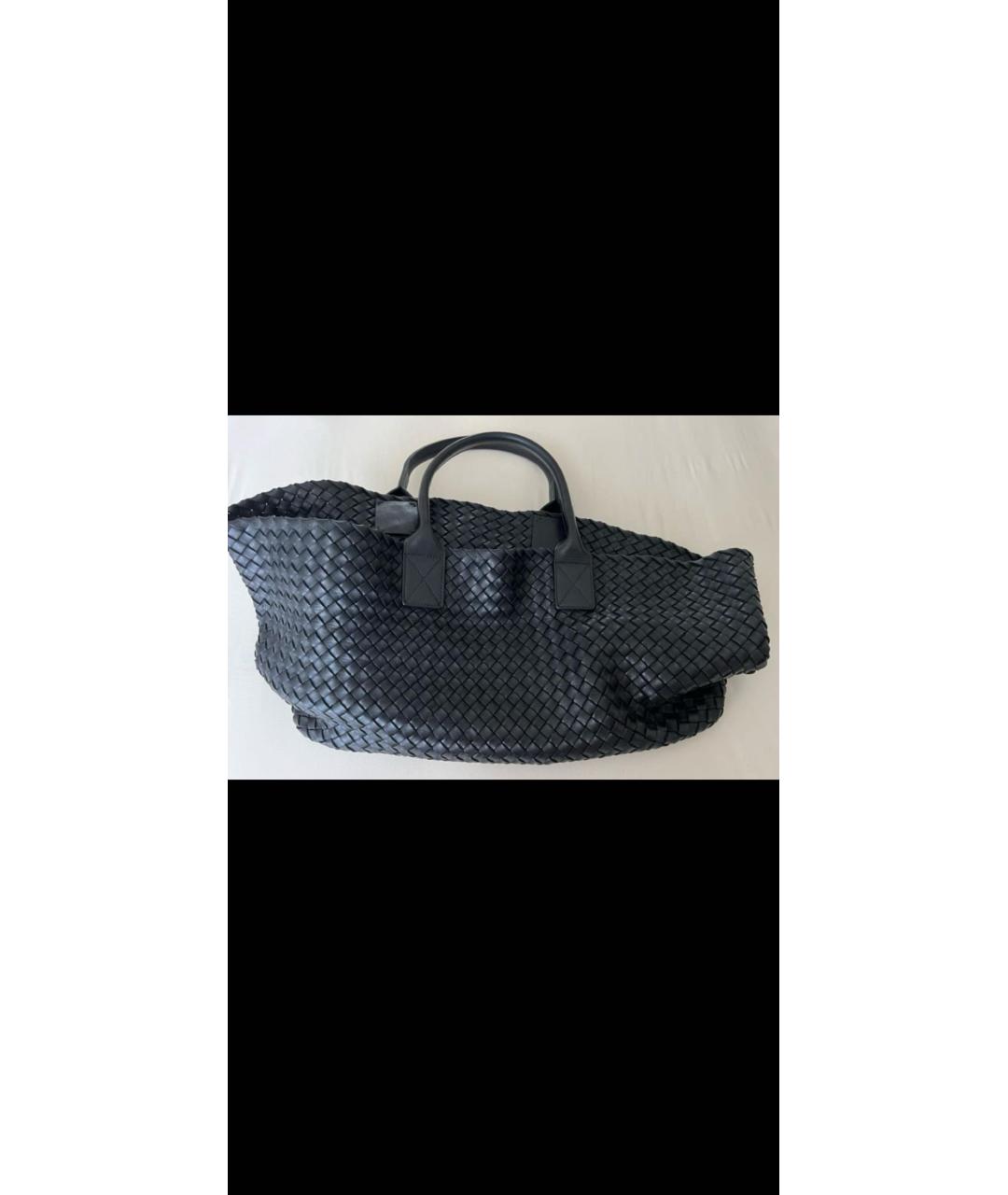 BOTTEGA VENETA Черная кожаная сумка тоут, фото 9