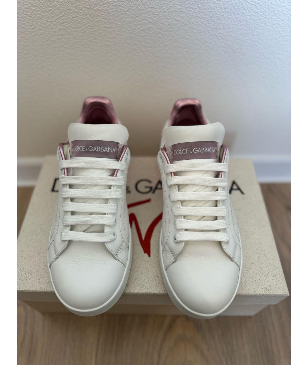 DOLCE&GABBANA Белые кожаные кеды, фото 2
