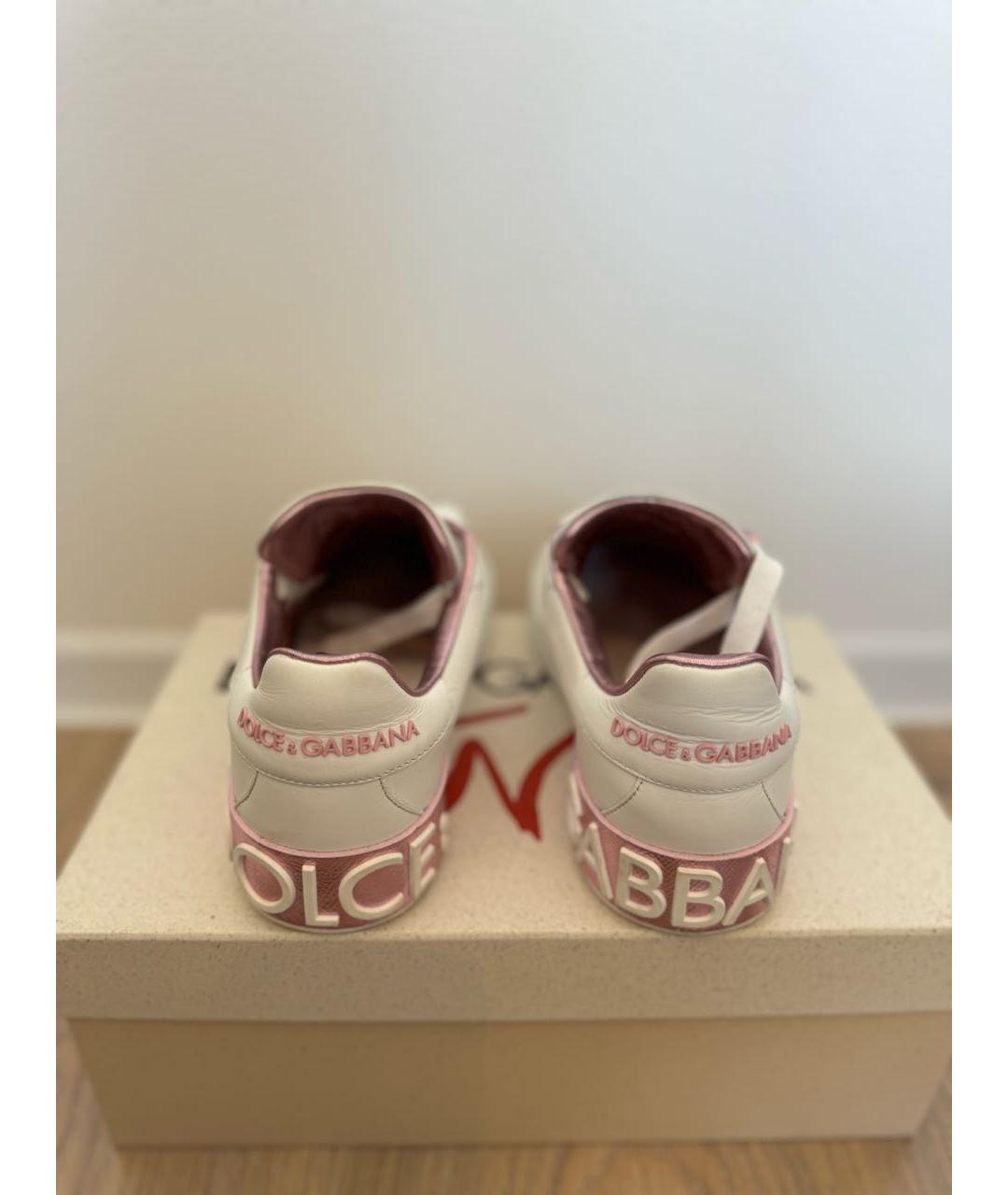 DOLCE&GABBANA Белые кожаные кеды, фото 4