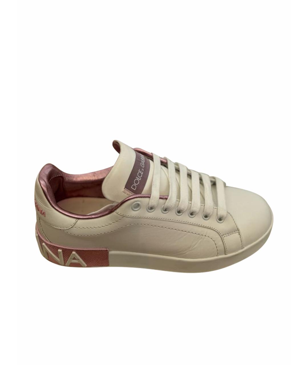 DOLCE&GABBANA Белые кожаные кеды, фото 1
