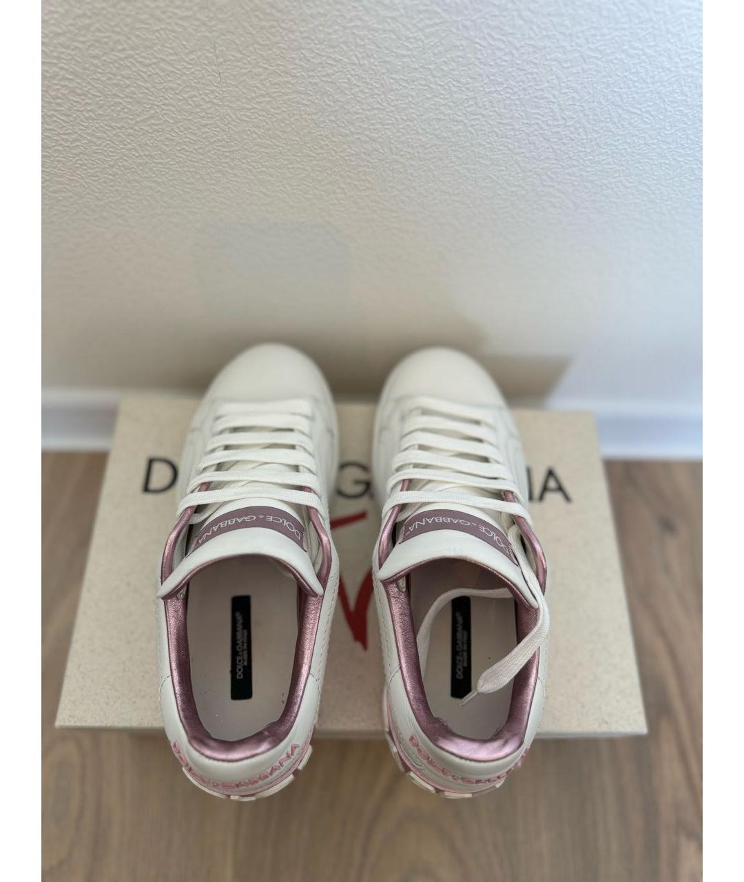 DOLCE&GABBANA Белые кожаные кеды, фото 3