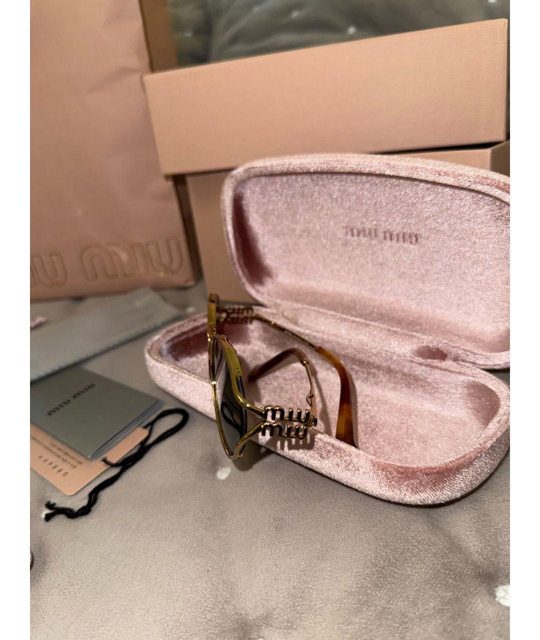 MIU MIU Коричневые металлические солнцезащитные очки, фото 3