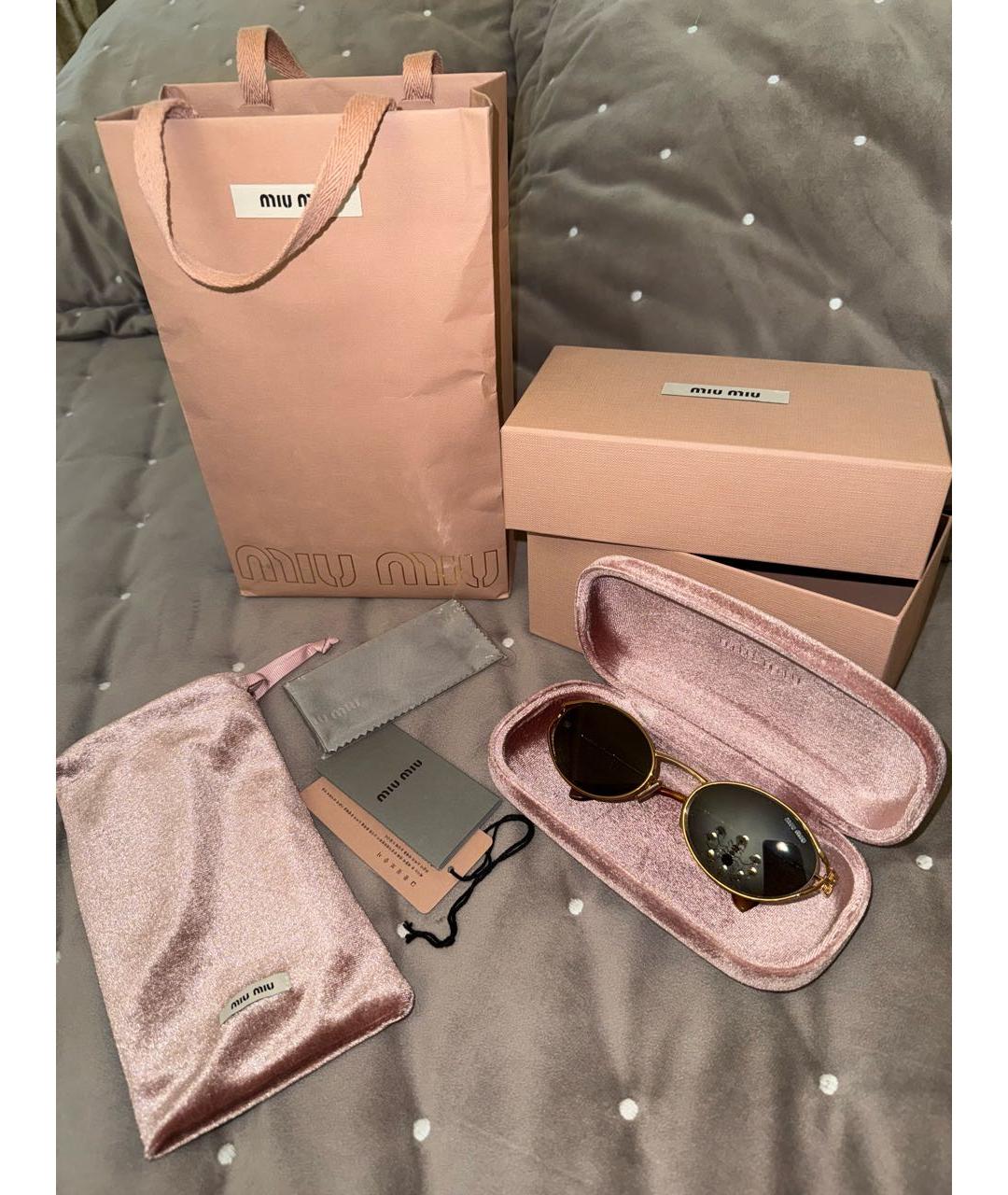 MIU MIU Коричневые металлические солнцезащитные очки, фото 7